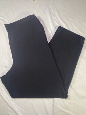 Alfred Dunner Black Pinstripe Pull-On Pants Size 14